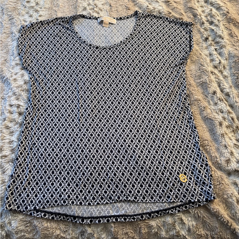 MICHAEL Michael Kors Black and White Geometric Short Sleeve Top